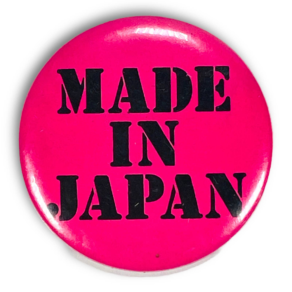 Vintage MADE IN JAPAN pinback button pink round badge pin